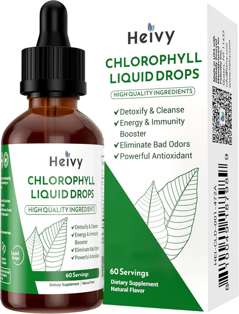 Chlorophyll Liquid Drops, Internal Deodorizer, Detox, Cleanse, Antioxidant, Overall Health Support, 100% Natural, Gluten Free, 2 FL OZ