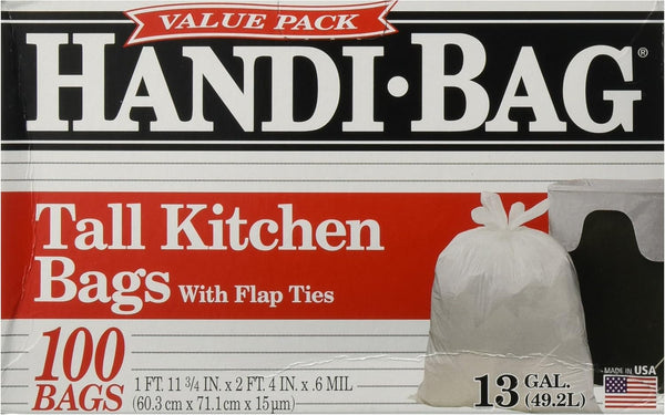 Handi-Bag HAB6FK100 Super Value Pack, 13 Gallon,0.6 Milliliters, 1 FT x 11 in,