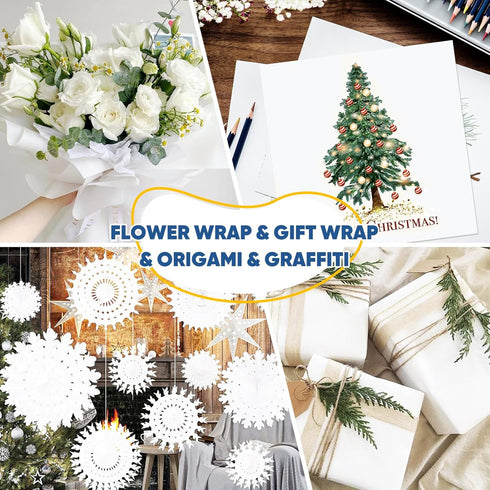 White Wrapping Paper Roll, 17.6"x1200" Bulletin Board Paper for Kids Art Supplies, Father's Day Gift Wrap
