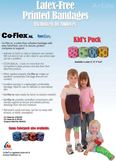 ANDOVER CO-FLEX NL 2x5Yds Tan Flesh 3-PACK Cohesive Flexible Elastic Bandage Wrap for Pets