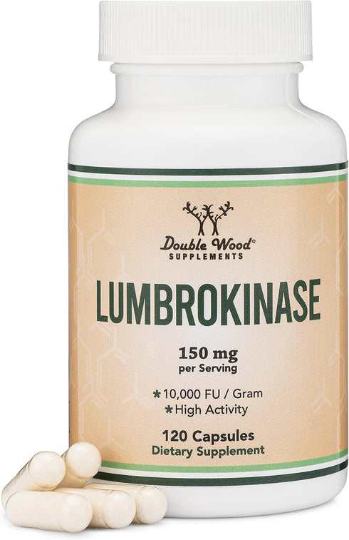 Lumbrokinase Enzymes Supplement - 120 Capsules for Cardiovascular and Blood Circulation Support, Non-GMO, Gluten Free