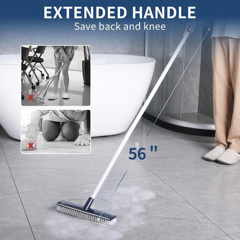 BOOMJOY Floor Scrub Brush with 57" Long Handle, 12" Wide Brush Head for Cleaning Bathroom, Kitchen, Tile