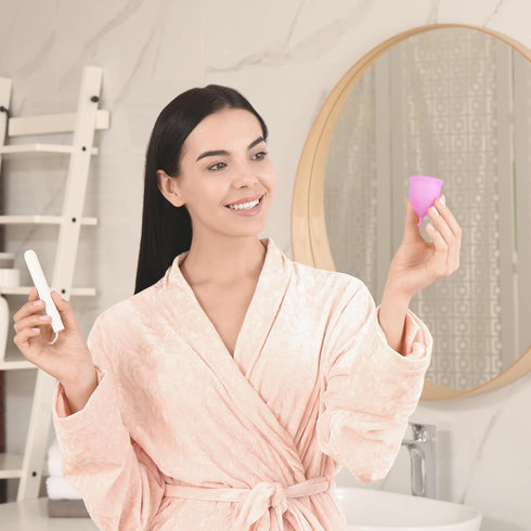 EcoBlossom Reusable Menstrual Cup Set - Medical Grade Silicone Period Cups, Comfortable Use for 12 Hours (2 Small Cups)