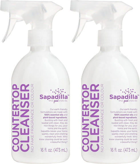Sapadilla Multi-Surface Countertop Spray - Sweet Lavender + Lime, 16 Ounce (Pack of 2), Plant-Based Cleaner