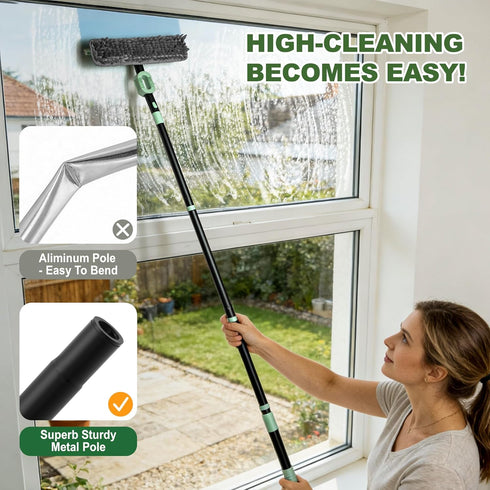 Set 2-in-1 73.6In Window Squeegee Window Cleaning Tool Pole, Window Cleaner Squeegee for Home, Squeegee for Shower