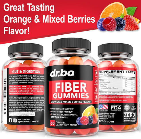 Fiber Gummies for Adults & Kids - Tasty Gummy Prebiotic Fiber Supplement for Digestive Health, 60 Fiber Gummies