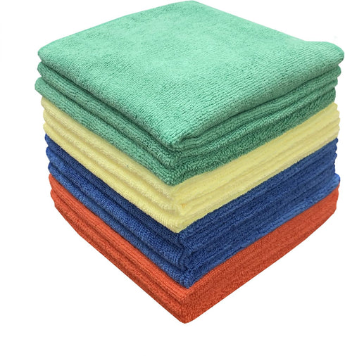 Auto Detailing and Home Cleaning 300GSM Microfiber Towel 16 x 16 Inches 4 Color 12 Pack by CleanAide