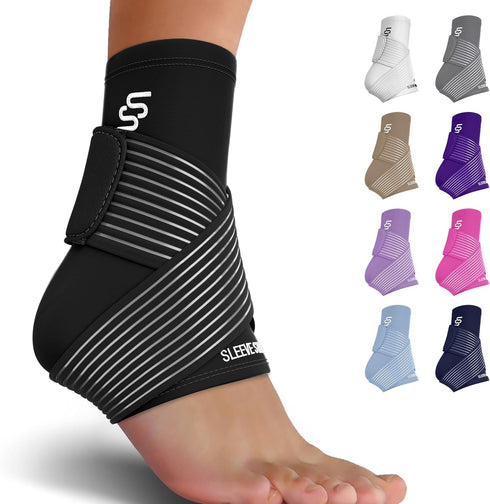 Sleeve Stars Ankle Brace for Sprained Ankle & Plantar Fasciitis Relief, Achilles Tendonitis Brace & Compression Strap