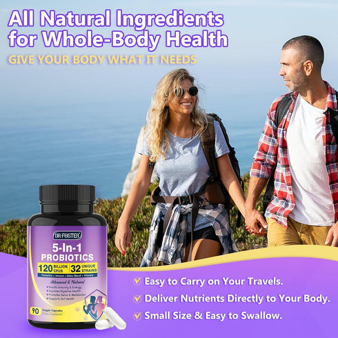 Probiotics for Women & Men, 120 Billion CFUs, Prebiotics for Gut Health, 45 Day Supply