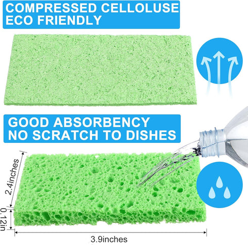 Kitchen Sponge Natural Sponges for Dishes Compressed Wood Pulp Sponges for Cleaning Sponge Without Scratching for Kitchen Bathroom, 3.9 x 2.4 x 0.12 Inch (100 Pieces) by Zhengmy