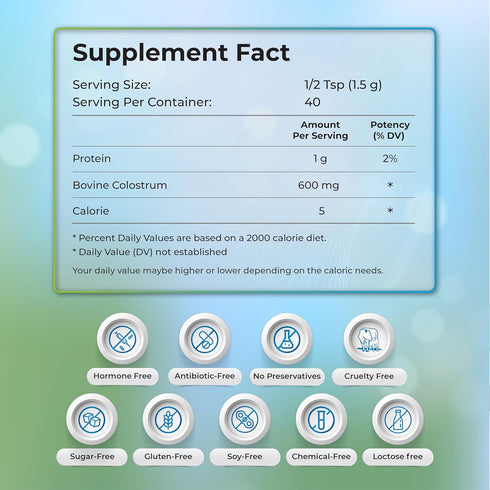 Immune 60g WELLNESS EXTRACT Bovine Colostrum Powder Rich in Protein & Lactoferrin- The True Certified Supplement