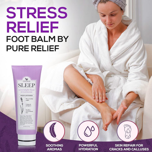 Relaxing Foot Lotion Moisturizer Cream for Dry Feet, Lavender Foot Care with Shea Butter, Aloe, Coconut Oil