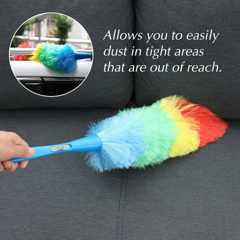 Rainbow Static Duster, 24 Inch Reusable Microfiber Electrostatic Duster, Washable Head for Home and Car Cleaning