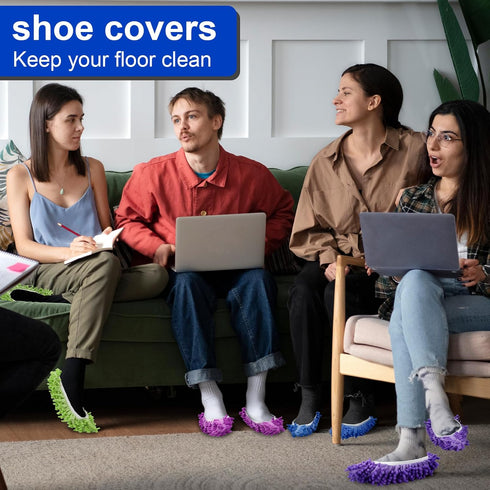 Cosywell Shoes Cover for Mop Slippers - Dusting Mop Shoes for Floor Cleaning, Washable 10 PCS, 5 Pairs (L)