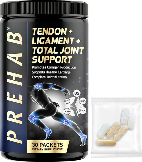 PREHAB Total Joint Support Supplement - 40 Ingredient Super Complex for Athletes, Glucosamine, Chondroitin