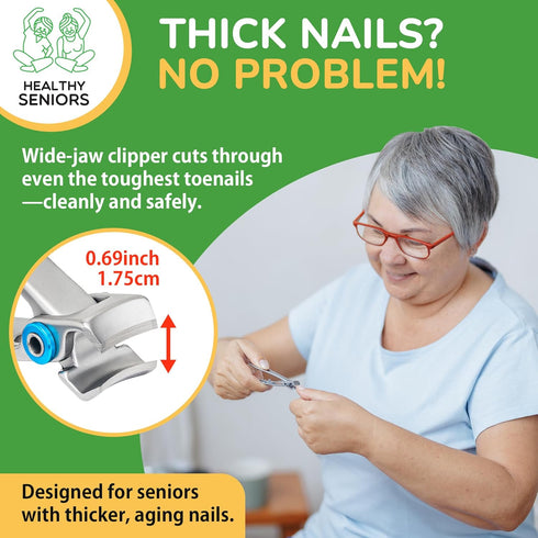 Toenail Clippers for Seniors - 4-Piece Heavy Duty Nail Clipper Set with Podiatrist Grade Tools