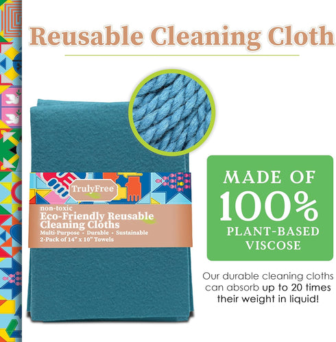 Reusable Cleaning Cloth, 2 Pack, Super Absorbent, Washable Kitchen Towels, 14x10”