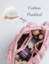 Quilted Makeup Bag - Travel Toiletry Bag for Women, Cute Baby Pink Makeup Organizer Pouch (M, Pink)