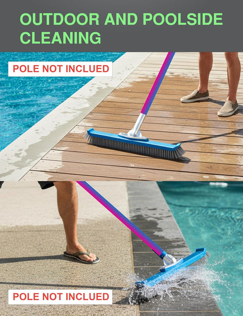KEMANO Heavy Duty Deck/Pool Scrub Brush - Industrial-Grade Silicon Carbide Bristles & Reinforced Frame for Patio, Wood
