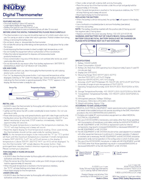 Nuby Accurate Digital Thermometer - Versatile Use for All Ages