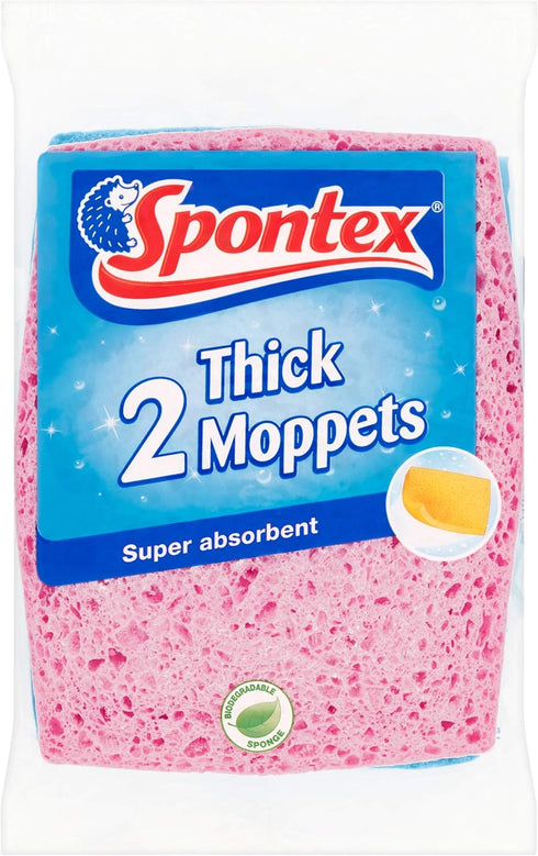 Spontex Thick Moppets, 6 Packs of 2 (Total 12 Sponges)