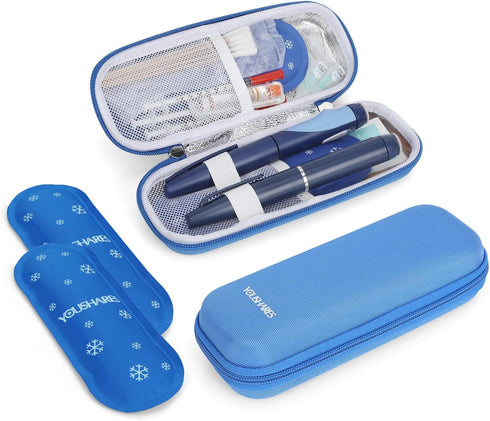 YOUSHARES Insulin Cooler Travel Case, TSA Approved Portable Medication Cooler with 2 Ice Packs, Insulated for Daily Life
