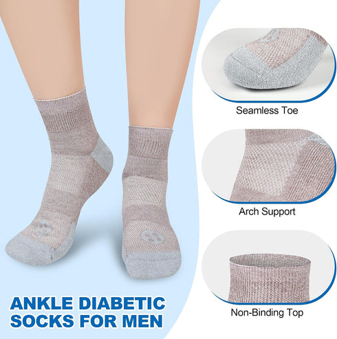 Men,4 9-12 10-13 Diabetic Socks for Pairs Non Binding Ankle Mens Diabetic Sock Size