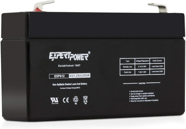 ExpertPower EXP612 6V 1.2 Amp Rechargeable Battery replaces LEOCH DJW6-1.2 T1 F1 6V1.3AH 6V1.4AH with F1 Terminals