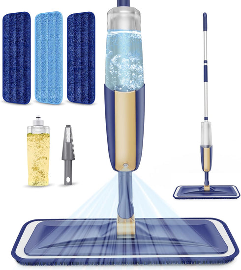 Microfiber Spray Mops for Hardwood Floor Cleaning - MEXERRIS Wet Jet Mops with 3X Washable Pads for Floor