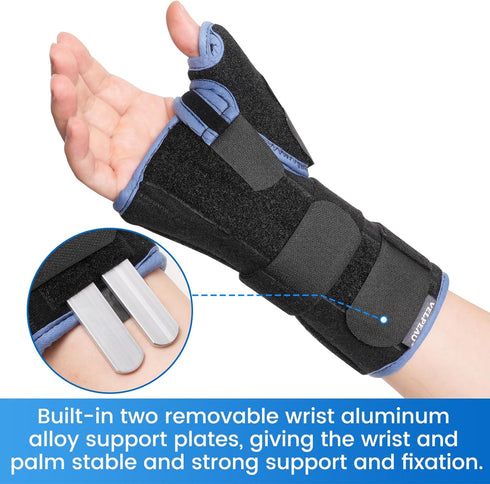 Velpeau Carpal Tunnel Wrist Brace with Thumb Stabilizer Night Support, Completely Stabilizes Wrist Thumb Joint, Pain