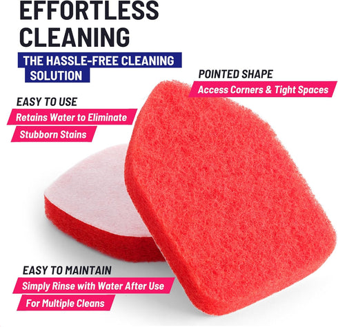 Replacement Scrubber Sponge Head for Extendable Tub Tile Shower Scrubber, Non-Scratch (2X Scrubber Sponge Red)