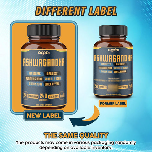 240 Capsules, 8 Month Supply, 7in1 Ashwagandha 8050mg, Mood & Energy Support Supplement