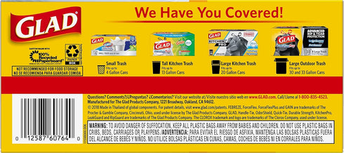 Glad Trash Bags, 13 Gallon White Handle-Tie Garbage Bags, 50 Count (Package May Vary)