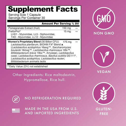 BIOHM Probiotics for Women, 30B CFU Daily Probiotics for Digestive Health with 9 Probiotic Strains