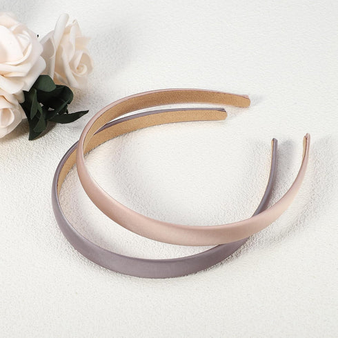 VOCOSTE 2 Pcs Solid Simple Satin Headbands, Fashion Hair Hoop for Women, Anti Slip Accessories, Champagne, Purple