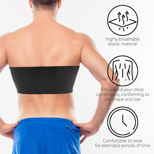 ORTONYX 6.25" Broken Rib Brace for Men and Women, Elastic Chest Wrap Compression Support Belt, Plus Size 3XL Black
