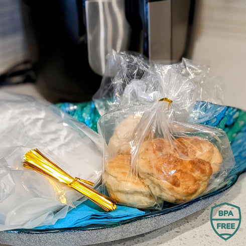 Reusable Plastic Bread Bags, 50 Pack Clear Bags with Ties for Airtight Storage of Homemade Bread