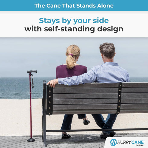 HurryCane Freedom Edition Walking Cane, Foldable with T Handle