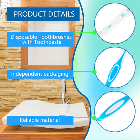 Medanera 160 Set 1) Pcs Prepasted Disposable Toothbrushes Bulk Plastic Individually Wrapped Toothbrushes