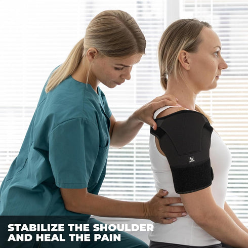 Astorn Adjustable Shoulder Brace - Compression Sleeve for Rotator Cuff & AC Joint Pain Relief with Ice Pack Holder for
