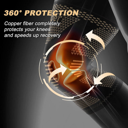 Copper Knee Brace for Women Men, 2 Pack Compression Sleeve for Knee Pain Relief