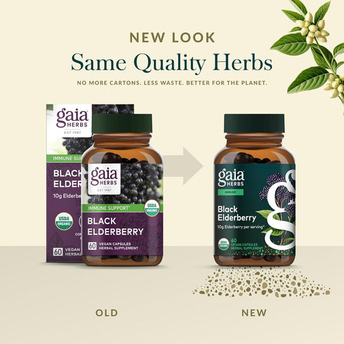 Immune 60 (30 Gaia Herbs Black Elderberry - Daily Support Supplement to Help Support Wellness - with Black Elderberries