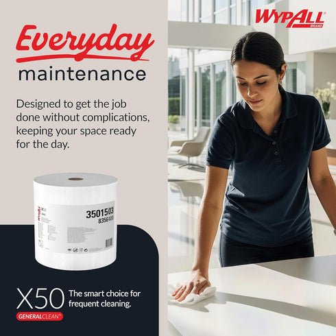 X50 9 4/5 13 2/5, 1100/Roll Cloths, Jumbo Roll, x White