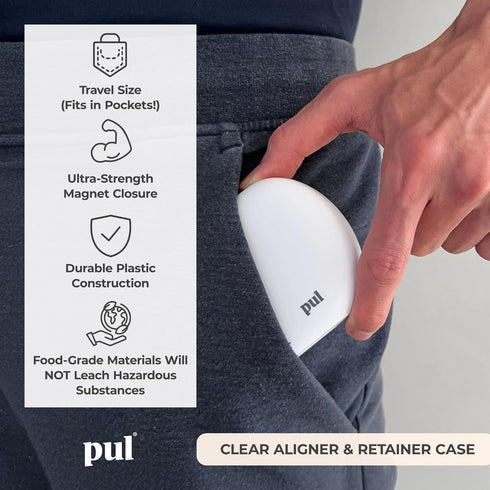 PUL Clear Aligner & Retainer Case for Invisalign, Dental Removables, Plastic Holder with Secure Magnet Closure