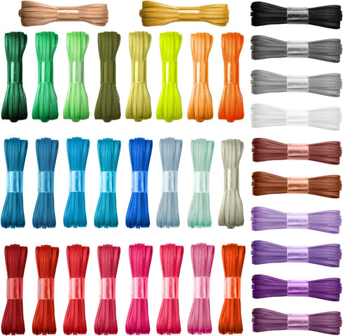 Solid Color Satin Ribbon, 1/8 Inch Fabric Ribbons for Crafts, 36 Colors, 198 Yards for Gift Wrapping