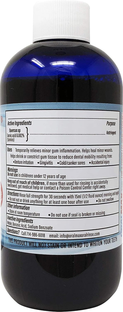 Oral Max 8 Mouth Rinse - All Natural Astringent for Dental Mobility And Gum Disease - Ounce