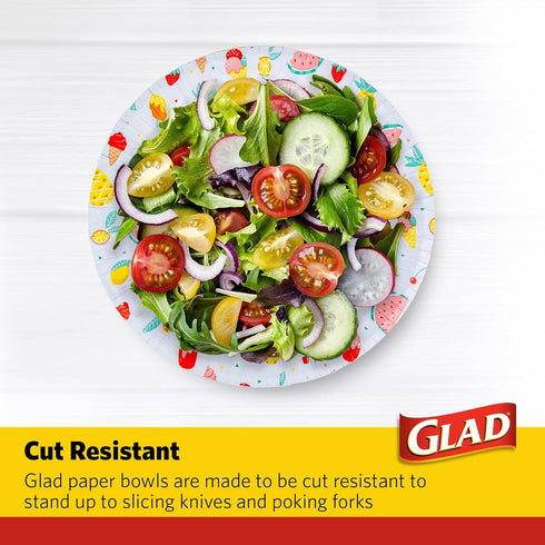 Glad Everyday Disposable Paper Bowls, 12 oz, 50 Count, Cut-Resistant Microwavable for Daily Use