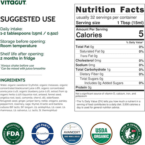 Liquid Probiotic, Prebiotics & Postbiotics - 3-in-1 Organic, 50 Billion CFU, Vegan Probiotic for Gut Health