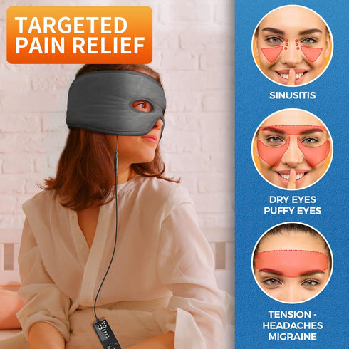 sticro Sinus Relief Mask, Ex-Large Moist Heat Electric Face Heating Pad with 3 Temp Settings for Sinus Pressure,