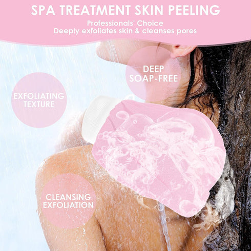 Exfoliating Glove Body Scrubber, 1 PC Korean Washcloth for Deep Scrub, Loofah Cleansing Mitts, Pink